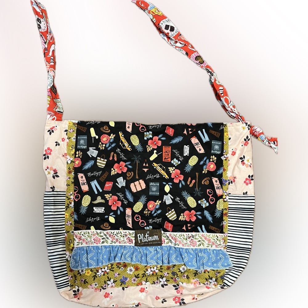 Matilda Jane Platinum Crossbody Messenger Bag Rifle Paper floral